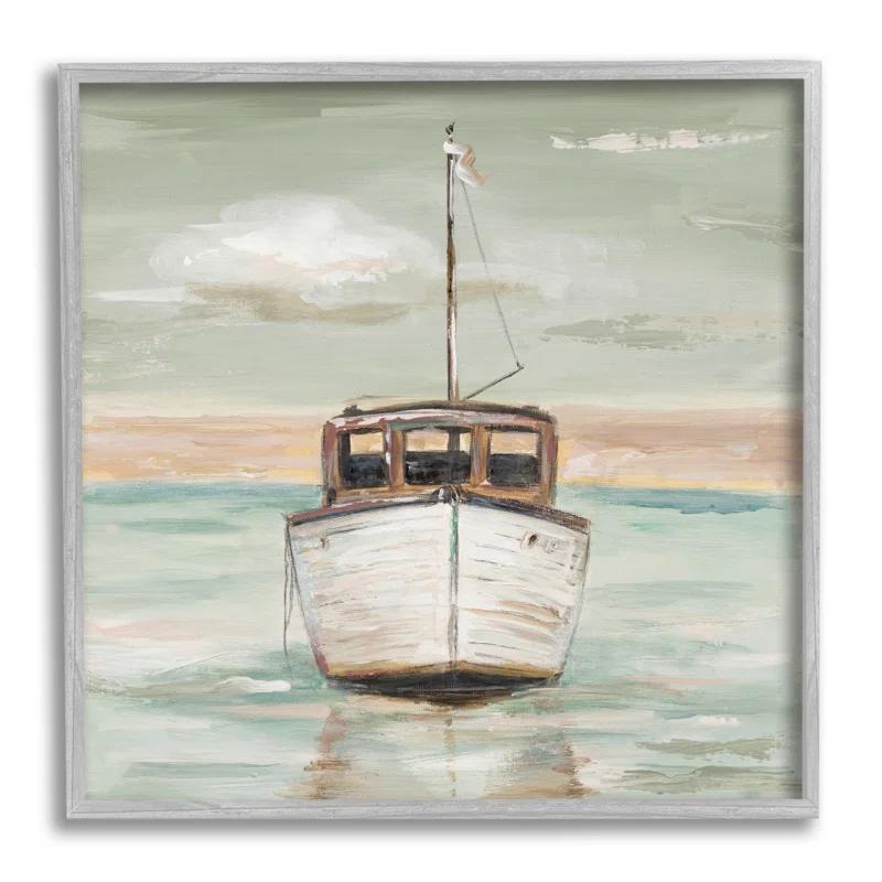 Stupell Industries " Navigating Water Vessel Ocean Crossroads Sunset Painting " by Patricia Pinto Painting Print