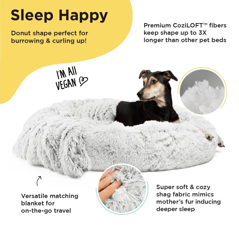 Best Friends By Sheri Best Friends by Sheri Bundle The Original Calming Shag Donut Cat and Dog Bed + Throw