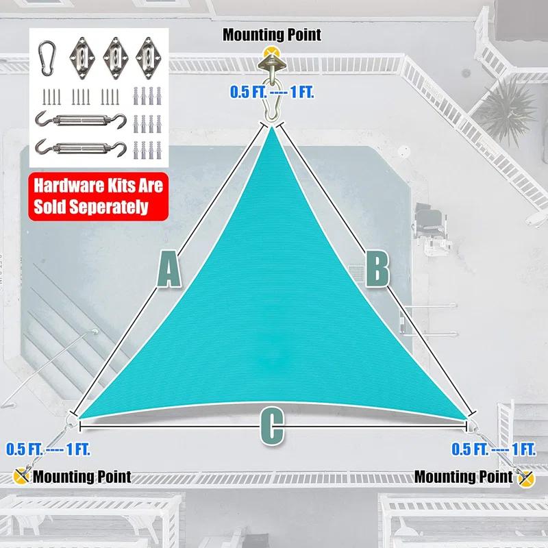 Amgo Amgo Triangle Sun Shade Sail with Hardware Kit