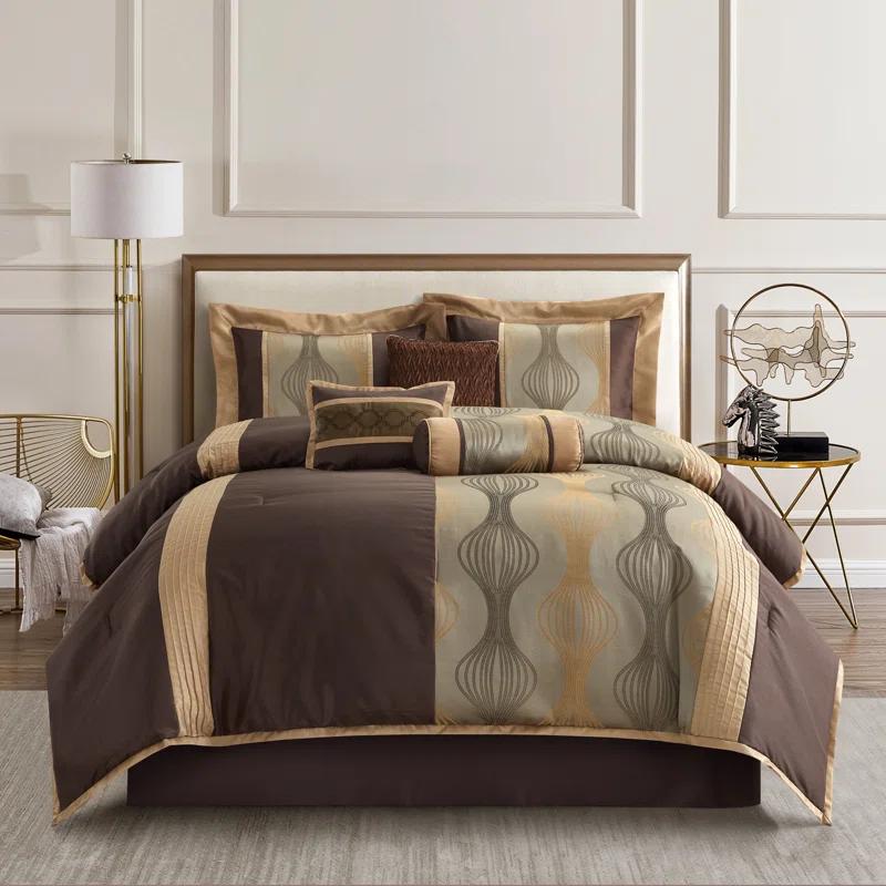 Nanshing America, Inc Kath 7 Piece Microfiber Modern & Contemporary Comforter Set