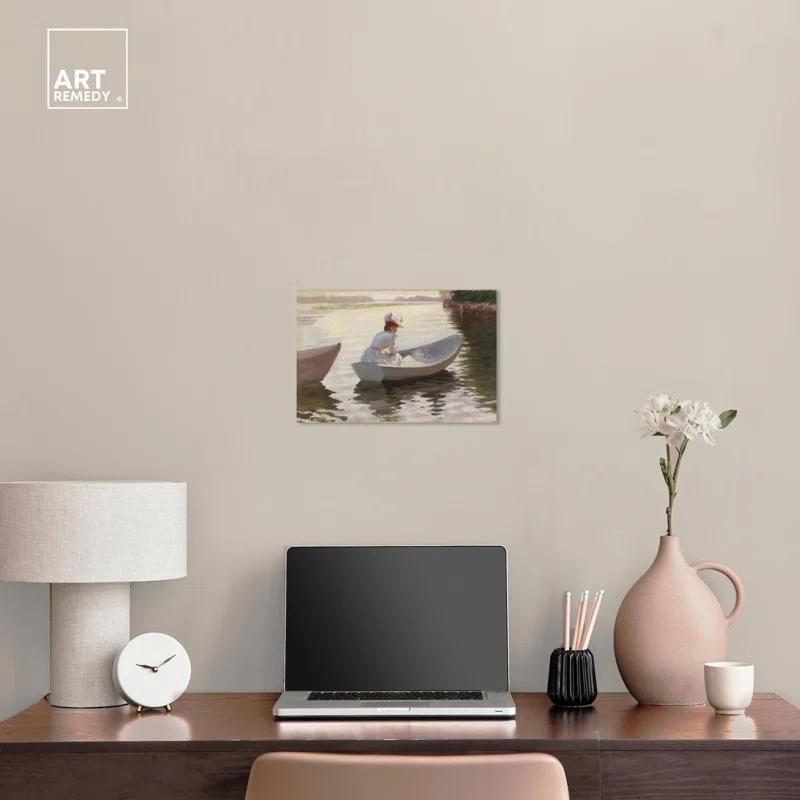 Art Remedy Woman in a Rowing Boat Canvas Classic Female Portraits by Art Remedy