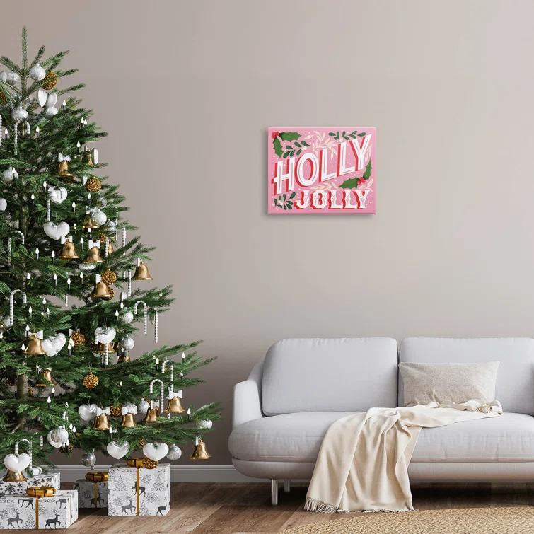Stupell Industries " Bold Pink Holly Jolly Phrase " by The Saturday Evening Post