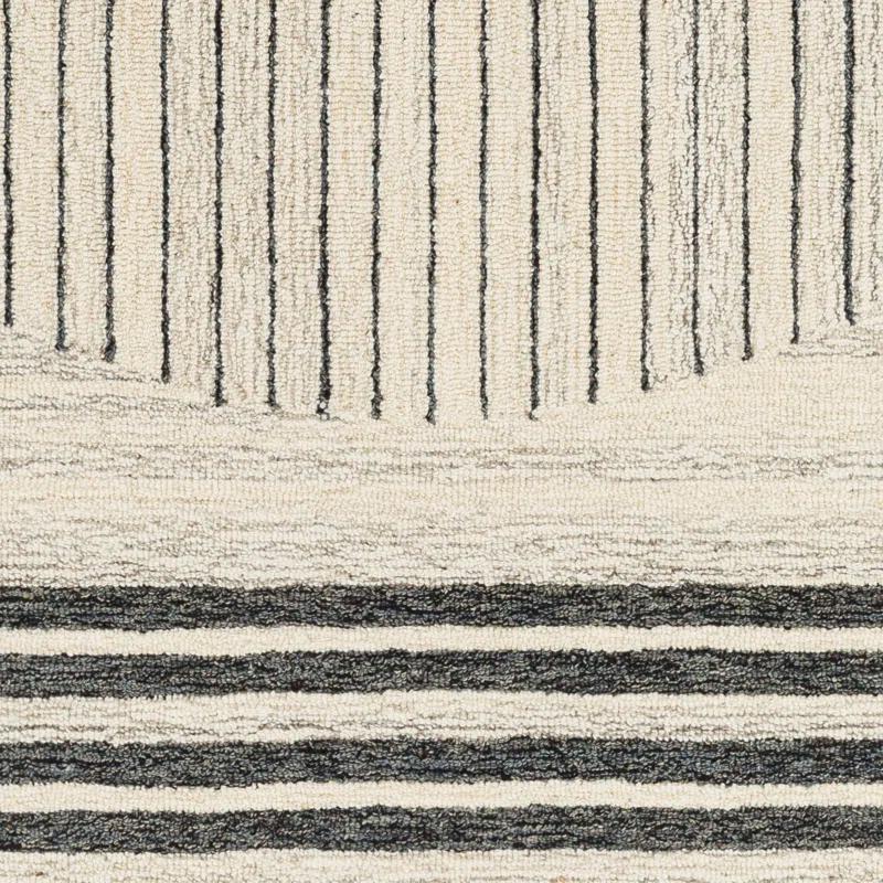 Uptown Geometric Hand Tufted Wool Area Rug in Beige/Black