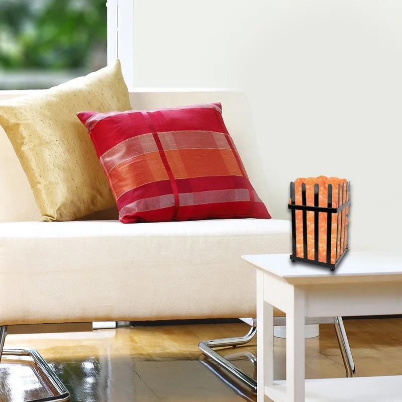 WBM LLC Himalayan Glow Picket Fence Style Metal Basket Salt Lamp- Dimmer Switch & ETL Certified Cord3