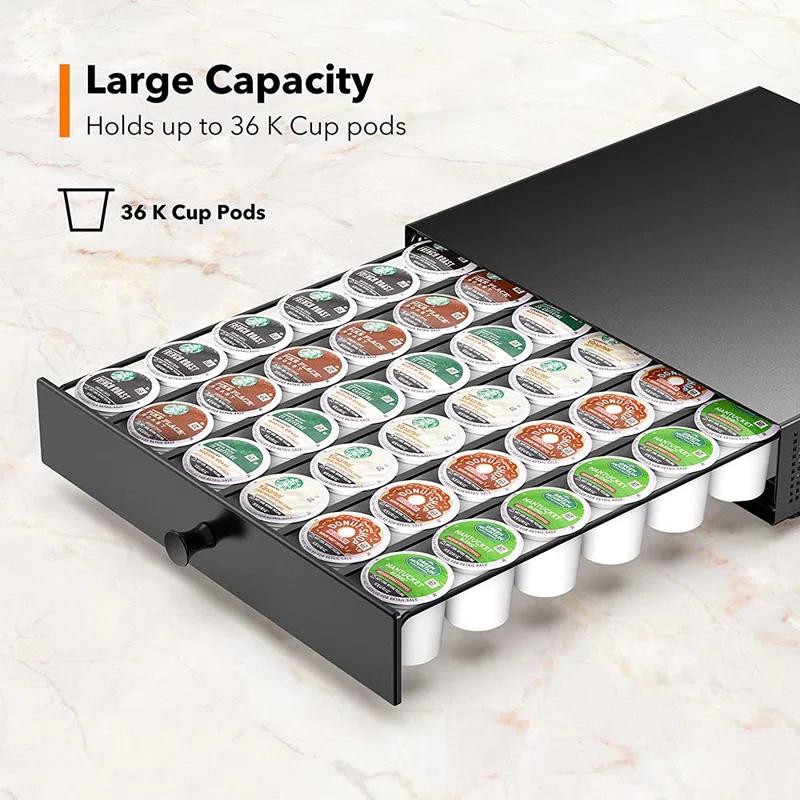 TUHOME FURNITURE LLC K-Cup Holder Coffee Pod Organizer Compatible With Keurig Accessories Holds 36 Coffee Pods, Black