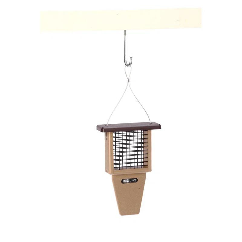 Birds Choice Birds Choice 12" Recycled Single Cake Tail Prop Suet Feeder, Taupe/Green