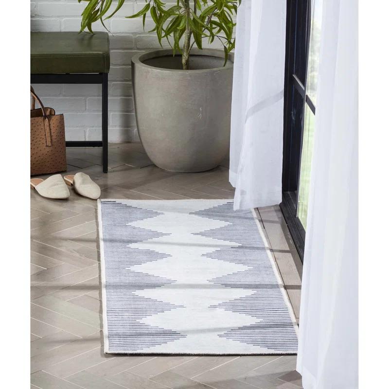 Trinx Kehr Bree Moroccan Diamond Stripes Ivory Grey Area Flat-Weave Rug
