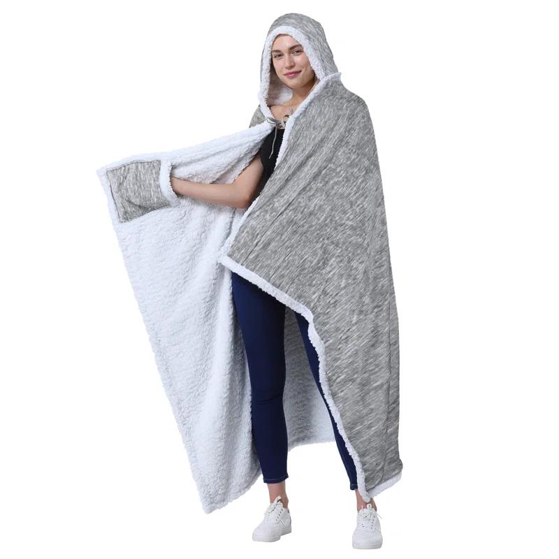 Catalonia Catalonia Sherpa Fleece Throw Cape, Wearable Blanket Wrap with Hand Pockets, Soft Lightweight Cozy