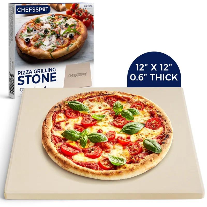 CHEFSPOT CHEFSPOT Cordierite Pizza Stone for Grill, Oven and Pizza Oven - 12" x 12" - 0.6" Thick