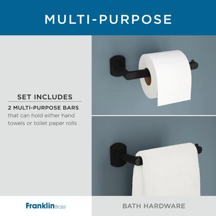 Franklin Brass Nash 4-Piece Bath Hardware Set 18" Towel Bar w/ Extender Toilet Paper Holder Towel Holder Towel Hook NASH64-BN