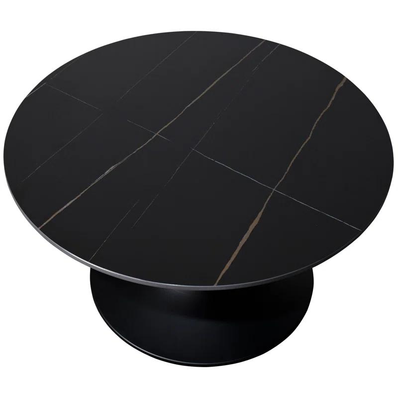 Ivy Bronx 24" Round Coffee Table With Sintered Stone Top And Powder-Coated Stainless Steel Base Sanath Collection