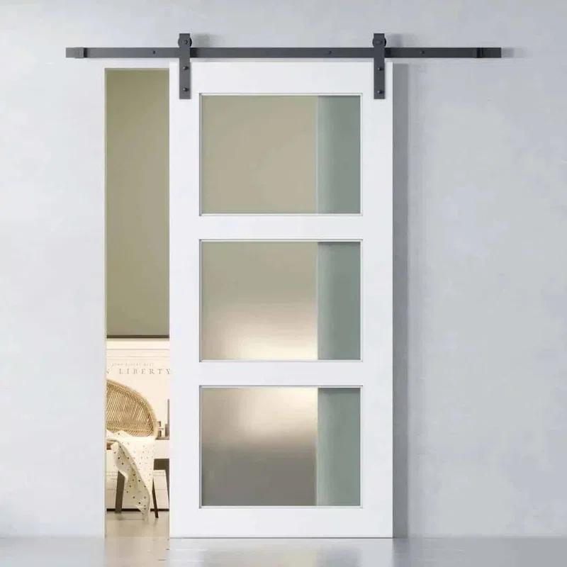 Urban Woodcraft 40'' x 83'' Solid + Manufactured Wood Painted with Installation Hardware Kit Barn Door