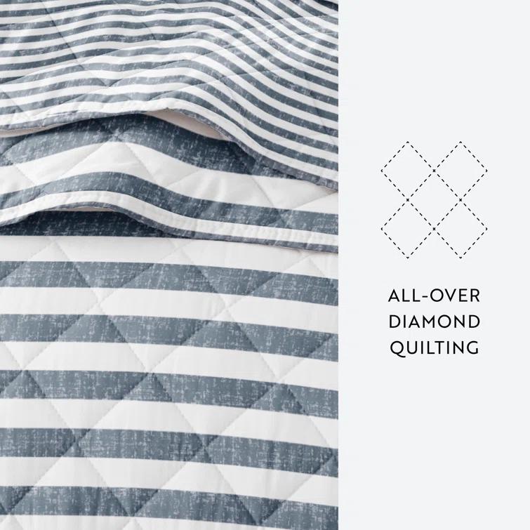 Becky Cameron Quilt Set- Lightweight - All Season Coastal Stripe Bedding