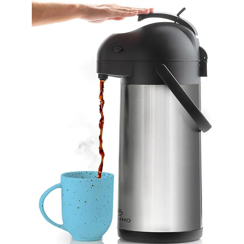 Stack man Coffee Carafe With Pump - 102Oz / 3L Airpot 12 Hours Large Carafe Hot Cocoa Dispenser For Parties-Hot Water Dispenser, Tea Flask-Insulated Stainless Steel Hot Beverage Dispenser-Thermal Carafe Air Pot