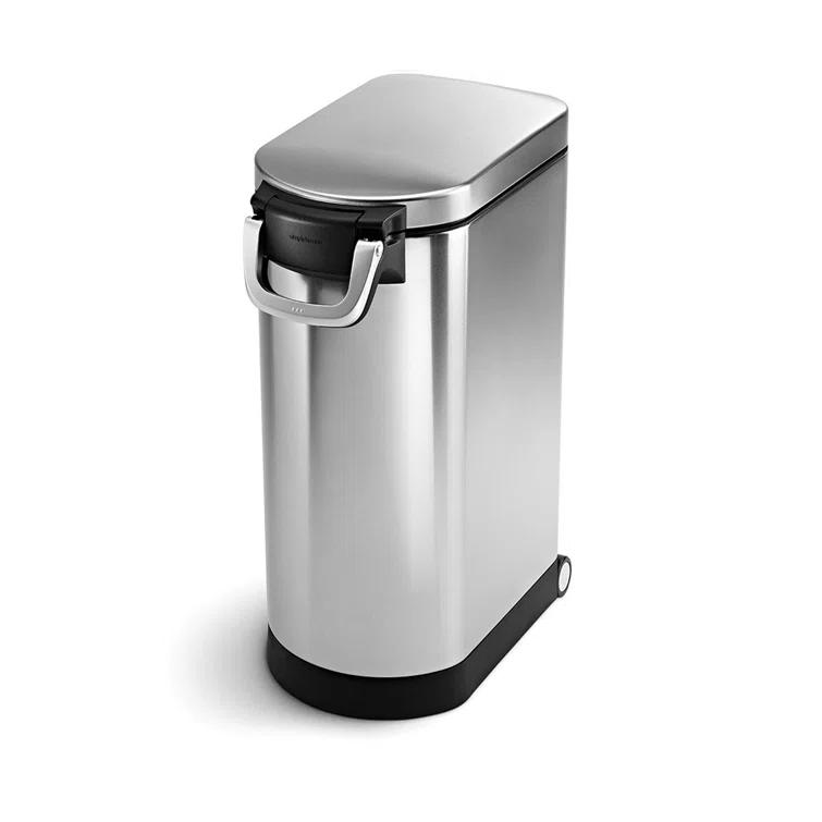 simplehuman Pet Food Storage Container Stainless Steel for Dog Food, Cat Food, and Bird Feed
