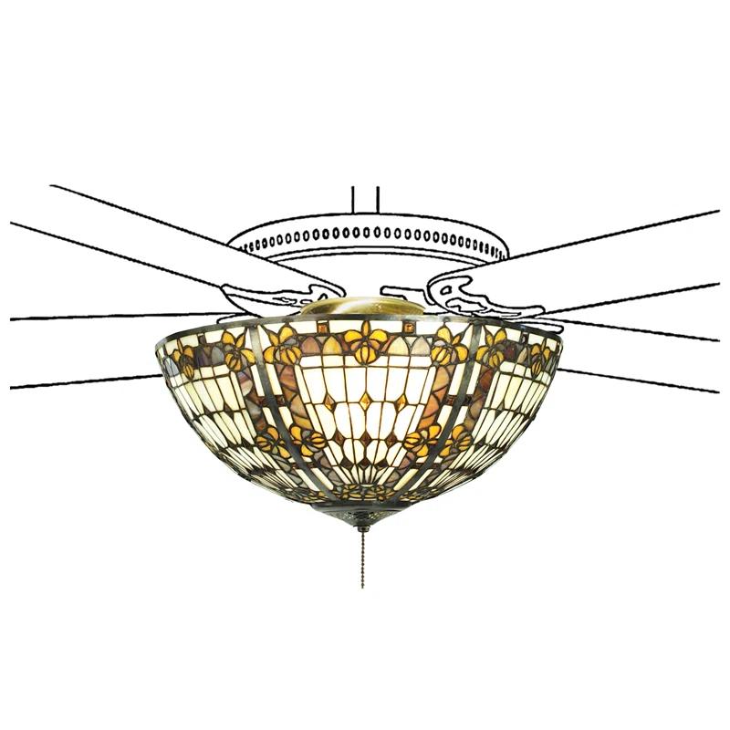 Meyda Lighting Meyda Tiffany & Stained Glass 16'' 3 - Light Bowl Ceiling Fan Light Kit