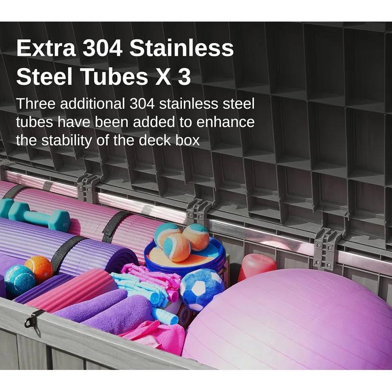 EAST OAK 26.6'' W 120 Gallons Lockable Deck Box in Grey