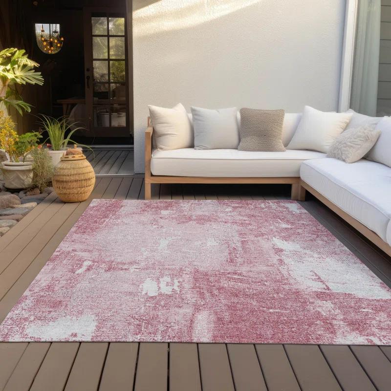 Machine Washable Indoor/Outdoor Chayden ACN989 Pink Rug