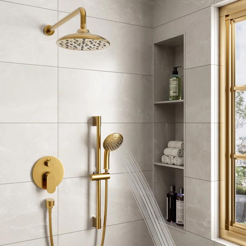 mondawe Calliope Wall Mounted 2-Function Retro Pressure-Balanced Shower System with 3 Setting Handheld MD-A3815-BG