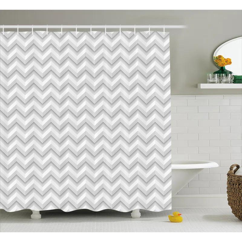 Ambesonne Chevron Shower Curtain with Hooks Included