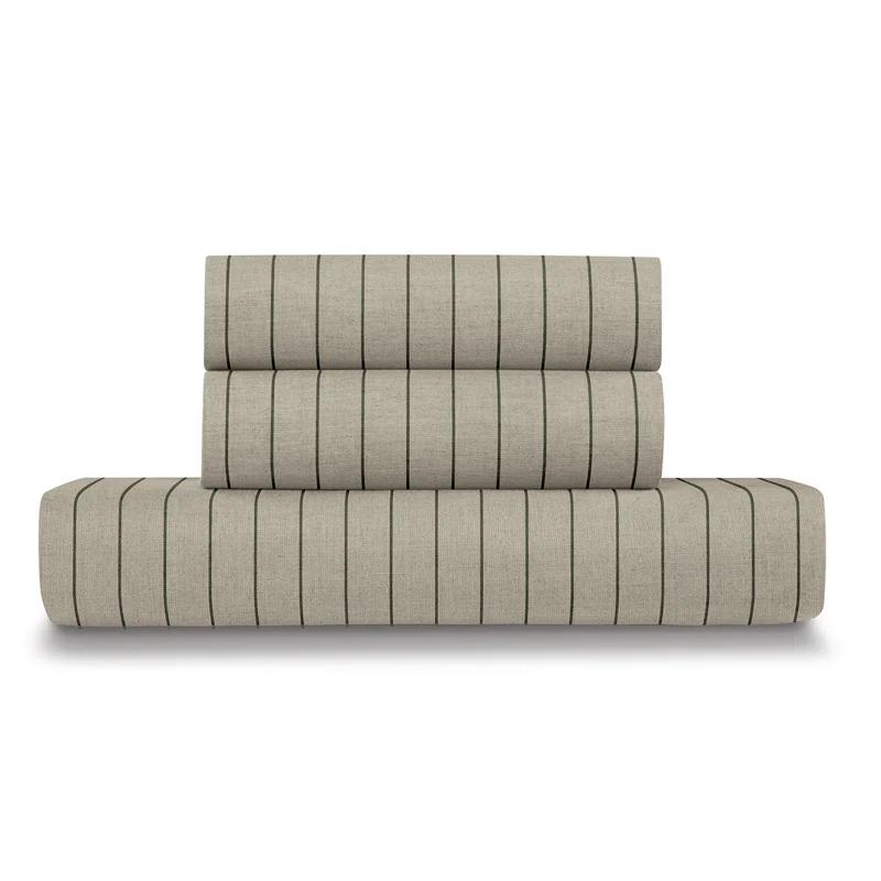 Ella Jayne Home French Linen Cotton Striped Duvet Cover 3-Piece Set