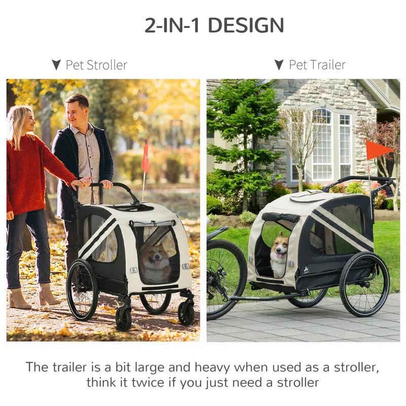 Aosom Foldable Pet Jogger Stroller with Detachable Carrier