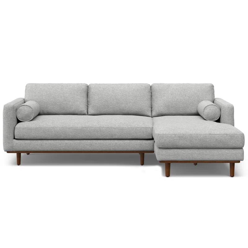 Simpli Home Morrison Large Left Sectional Sofa,Mid-Century Modern Couch with Chaise Lounge and Eco-Friendly Woven-Blend Fabric
