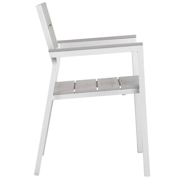 BSD National Supplies Maine Aluminum Outdoor Patio Two Arm Chairs in White Light Gray by Modway (Set of 2)