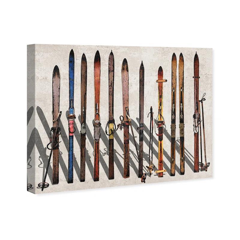 Art Remedy " Sports And Teams Vintage Skis, Modern & Contemporary Brown " by Oliver Gal