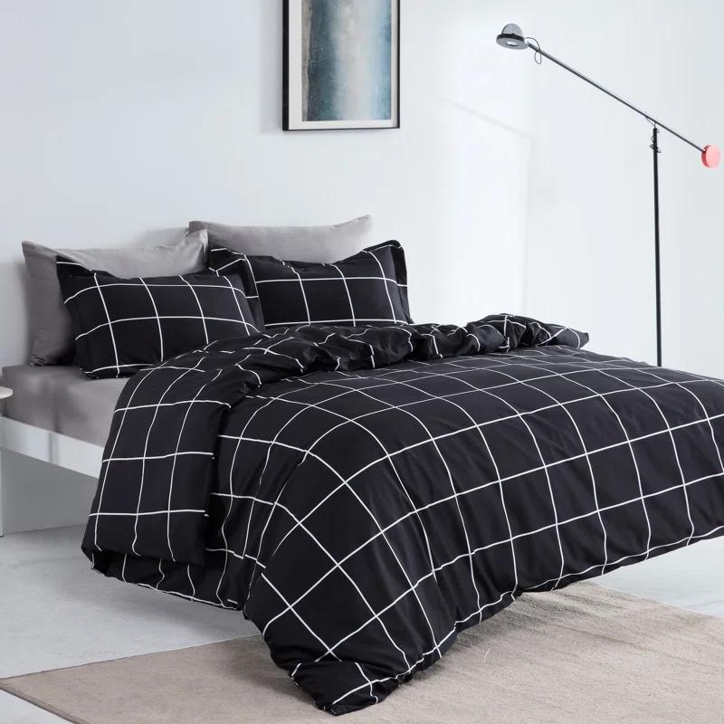 Sleep Zone Twill Plaid Duvet Cover Set