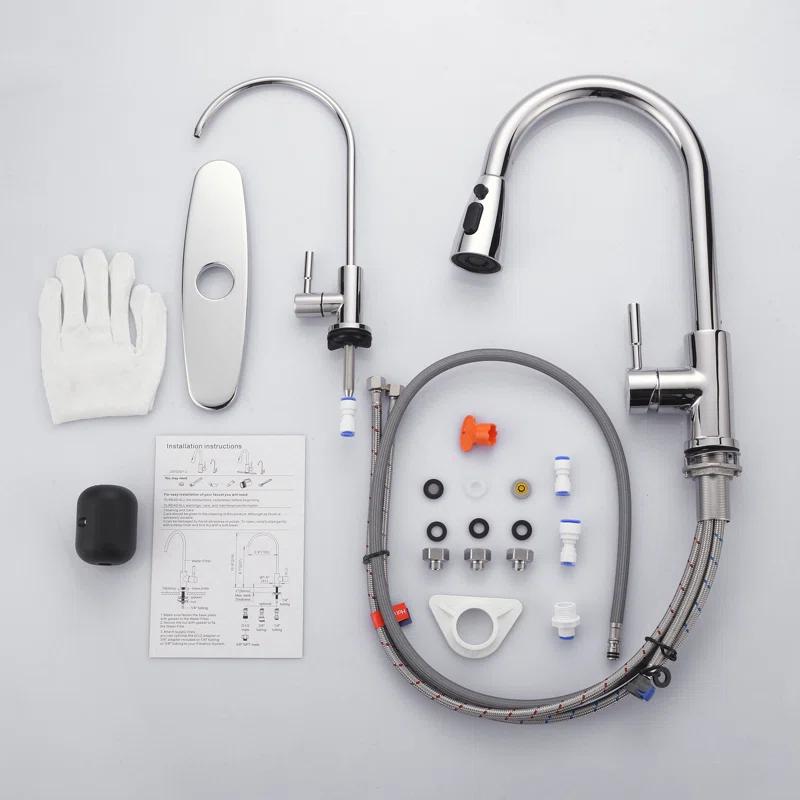 ARCORA ARCORA Stainless Steel Pull-Down Kitchen Faucet and Water Filter Faucet Combo AR7100301C-L