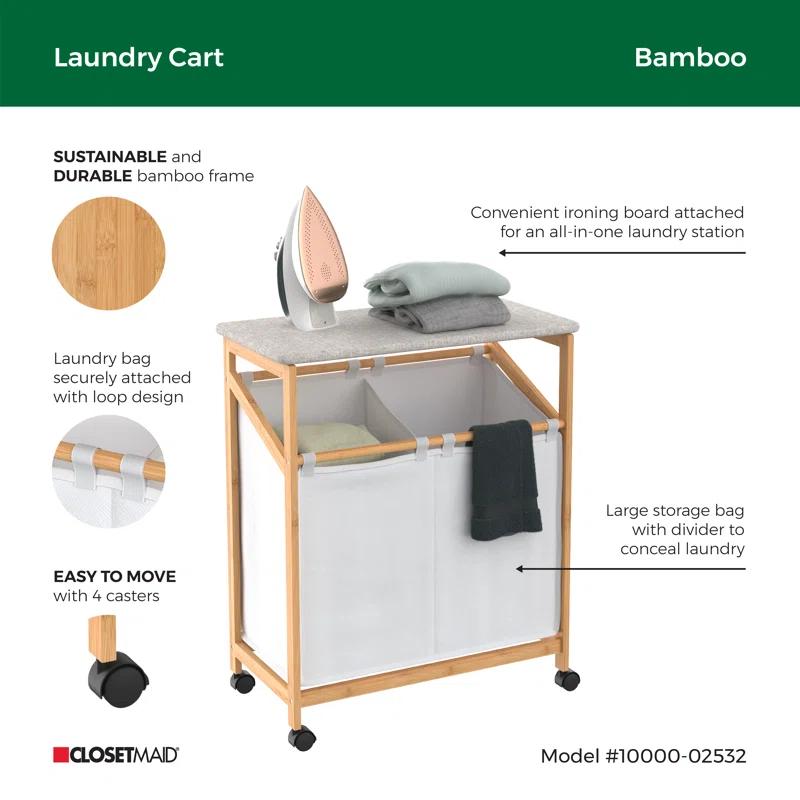 ClosetMaid ClosetMaid Bamboo Laundry Hamper Storage Cart