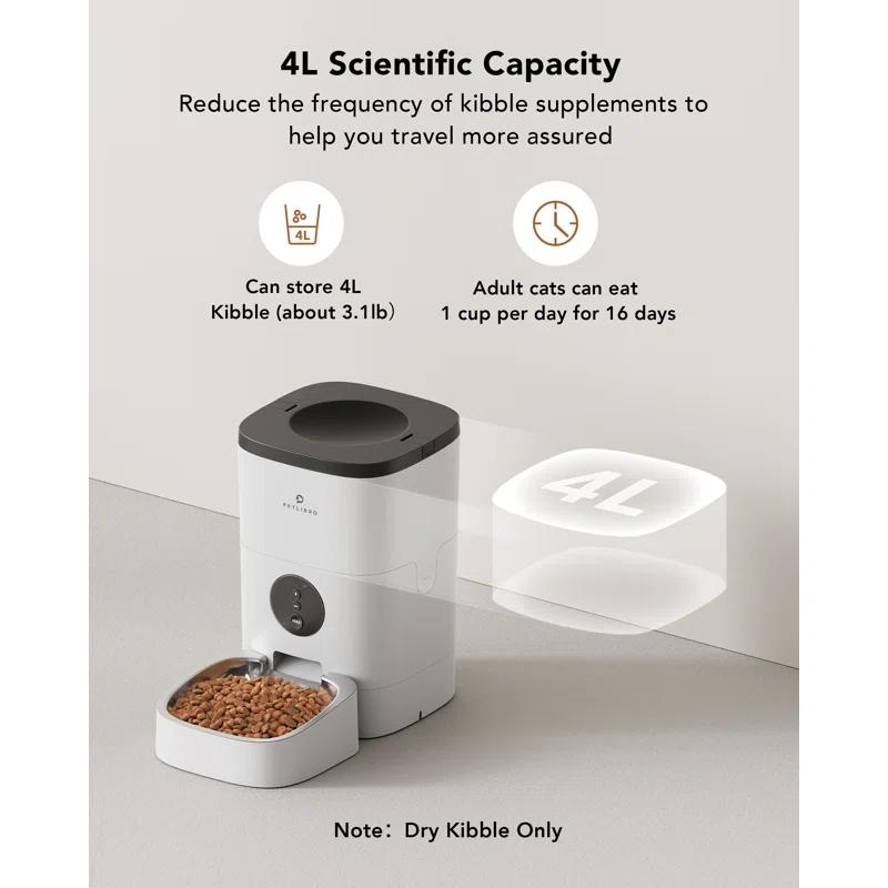 PETLIBRO Automatic Cat Feeder, Wi-Fi Automatic Cat Food Dispenser With Timer Interactive Voice Recorder, Auto Cat Feeder With 1-4 Meals Control Dry Food | Wayfair