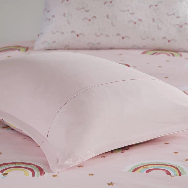 Intelligent Design Kids Alicia Rainbow and Metallic Stars Comforter Set with Bed Sheets