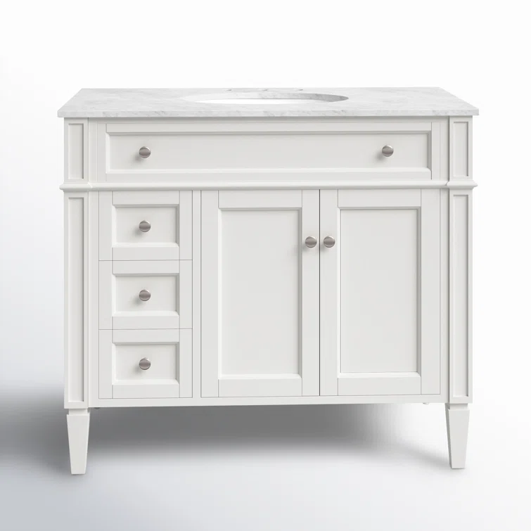 Rivers 40" Free-Standing Single Bathroom Vanity Set with Marble Vanity Top
