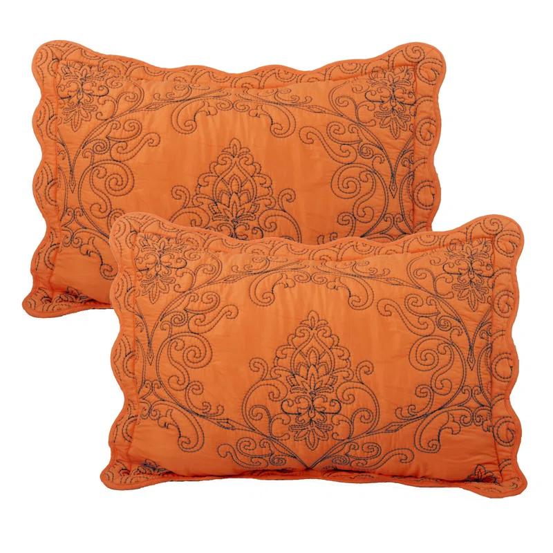 Home Soft Things Damask Embroidery Oversized 4 Piece Quilt Set