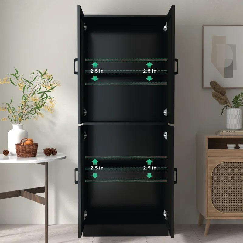 Bay Isle Home™ Rattan Kitchen Pantry Cabinet, 71" Tall Kitchen Pantry Storage Cabinet With Doors, Boho Kitchen Pantry Hutch With Storage For Kitchen, Dining Room