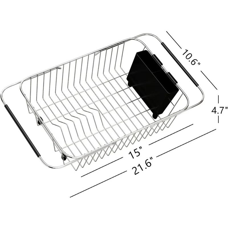 THE GLAMOUR BOUTIQUES Adjustable Over Sink Dish Rack Stainless Steel Dish Drying Rack On Counter Or In Sink, Rustproof