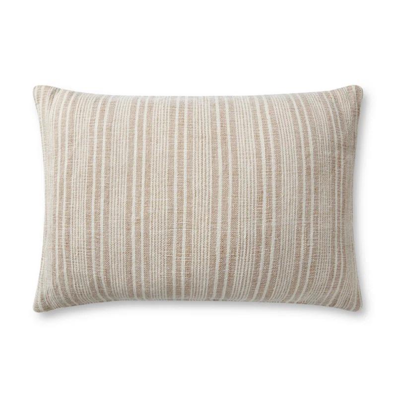 Elaine Pillow by Magnolia Home by Joanna Gaines X Loloi - Cream and Beige / 16" x 26" / Down
