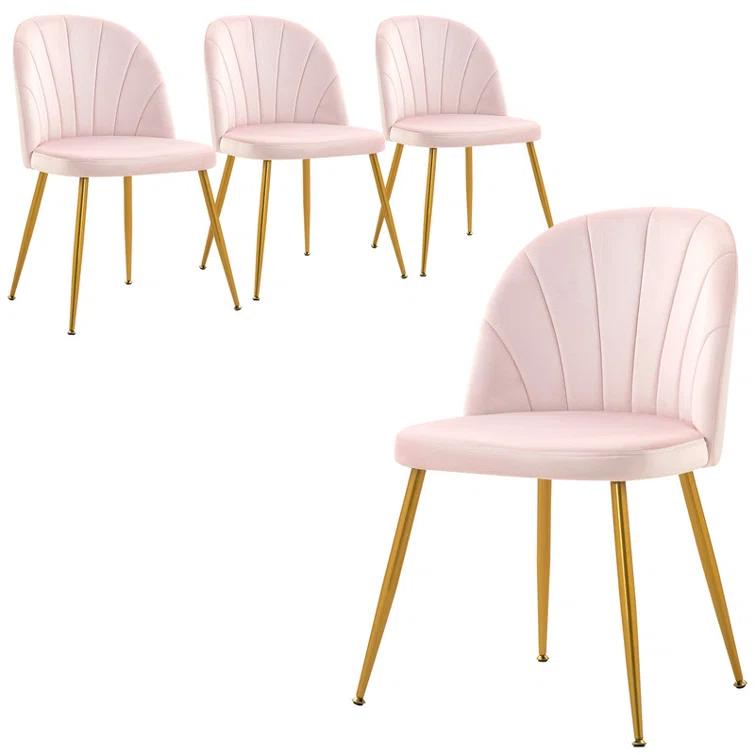 Everly Quinn Velvet Upholstered Stacking Side Chair (Set of 4)
