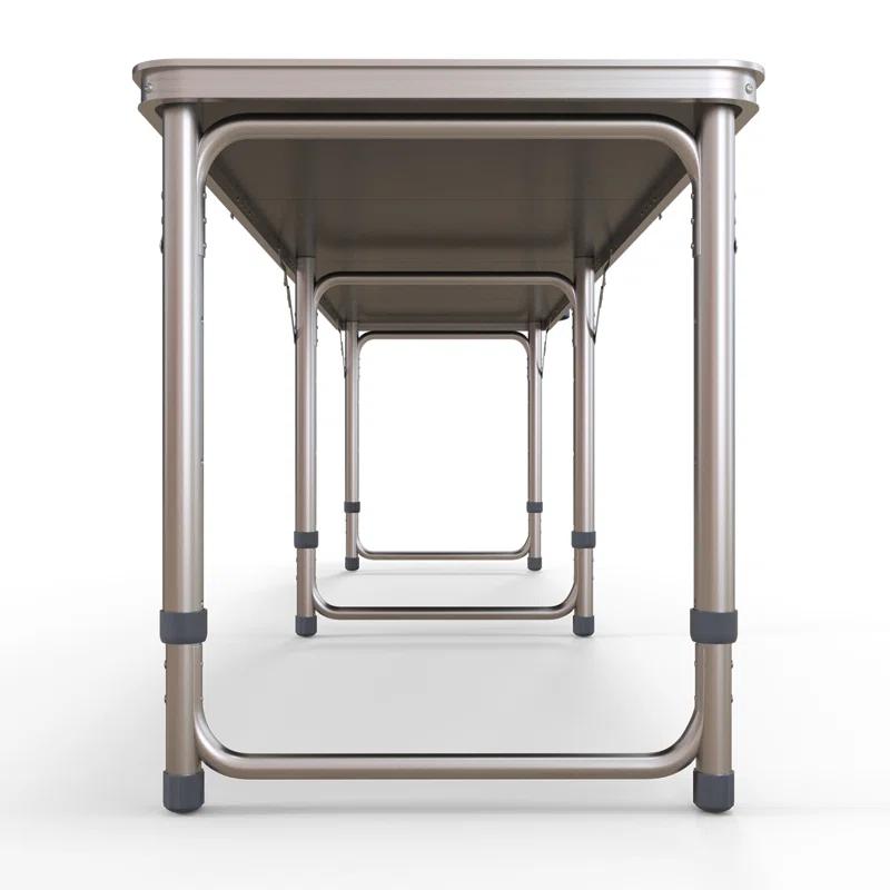 wendeway Outsunny 8ft Portable Beer Pong Table with Adjustable Legs, Folding Camping Table, Aluminum Picnic Table