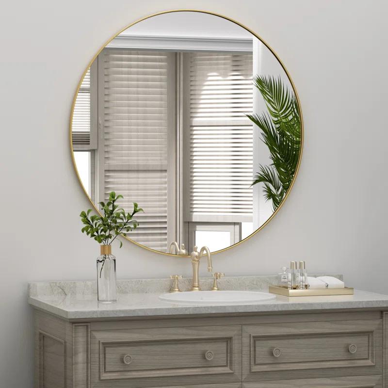 Mercer41 Alauni Round Bathroom Vanity Mirror Wall Mounted Bathroom Circle Mirrors for over sink,Home Decor