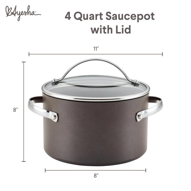 Ayesha Curry Ayesha Curry Professional Hard Anodized Collection Nonstick Stockpot Saucepot with Lid, Charcoal