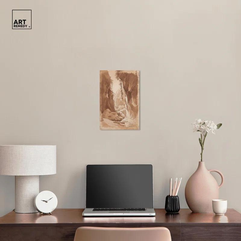 Art Remedy Cliffs Overhanging a River Canvas Vintage Landscape Art by Art Remedy