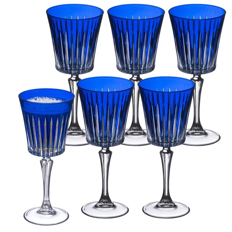 Barski Colored Wine Glasses - Set of 6 Wine Goblets - Glassware - Water Goblets - 7.5 oz (Set of 6)