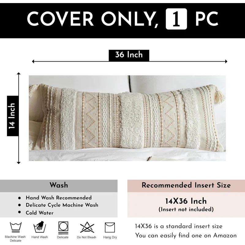 POFIMP 14X36 Rectangle Bohemian Style Pillow Cover For Sofa Living Room Decoration (1 Pack)