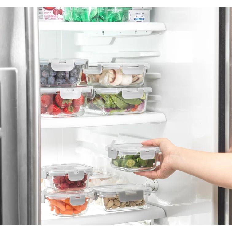 JoyJolt JoyJolt 24-Piece Glass Food Storage Container Set with Leakproof Lids, Light Grey (Set of 5)