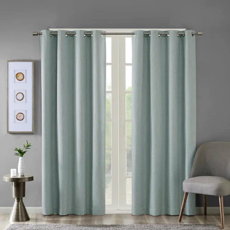 Madison Park Maya Printed Heathered Blackout Grommet Top Single Curtain Panel