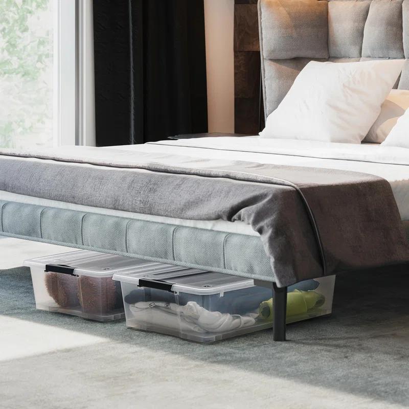 Sorbus 40qt Clear Underbed Stackable Storage Bins with Lids and Handles, 2-Pack