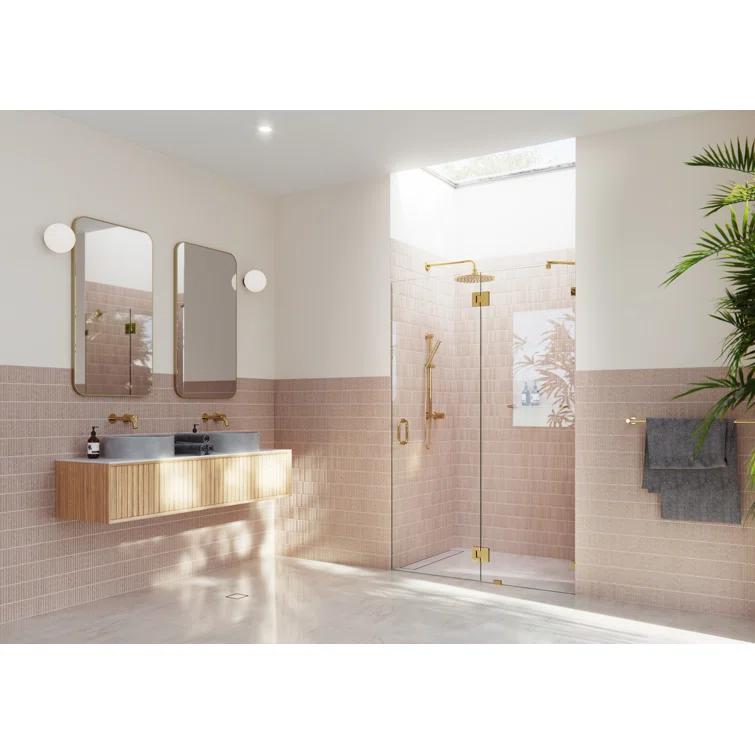 Glass Warehouse Halo 53.75 in. x 78 in. Frameless Glass Hinge Shower Door GW-GH-53-75-PB